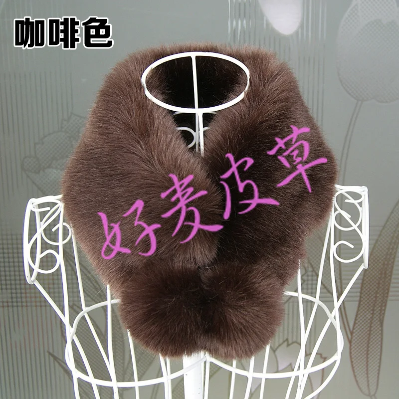 Зимний воротник из искусственного меха кольцо кролика рекс с шариками зимнее