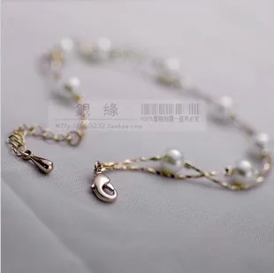 Min order $10 free shipping 18k gold-plated double temperament beautiful pearl bracelet | Украшения и аксессуары