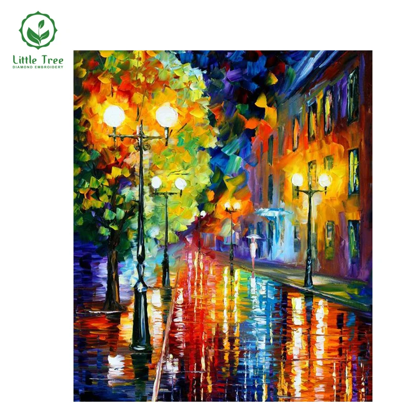 Новая картина в дождливую ночь вышивка крестиком шитье стразами маслом ткацкий