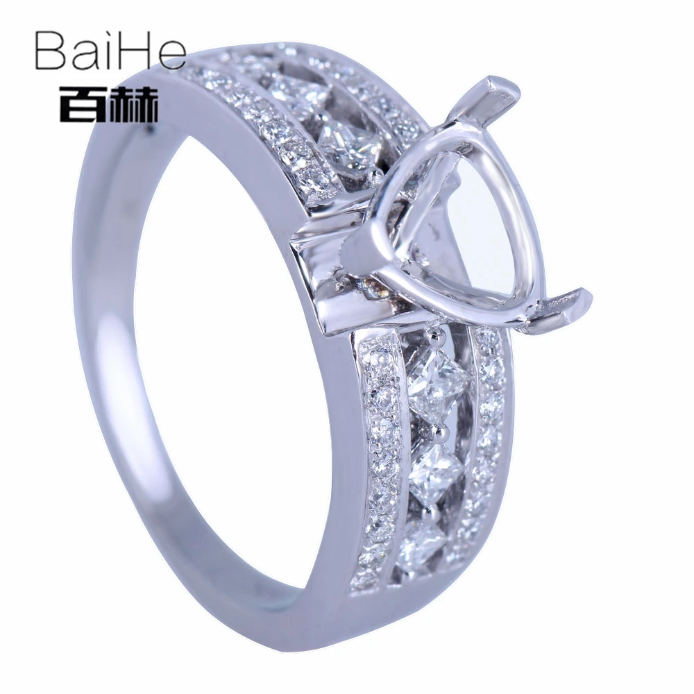 BAIHE однотонное 14K белое золото сертифицированное обручальное женское