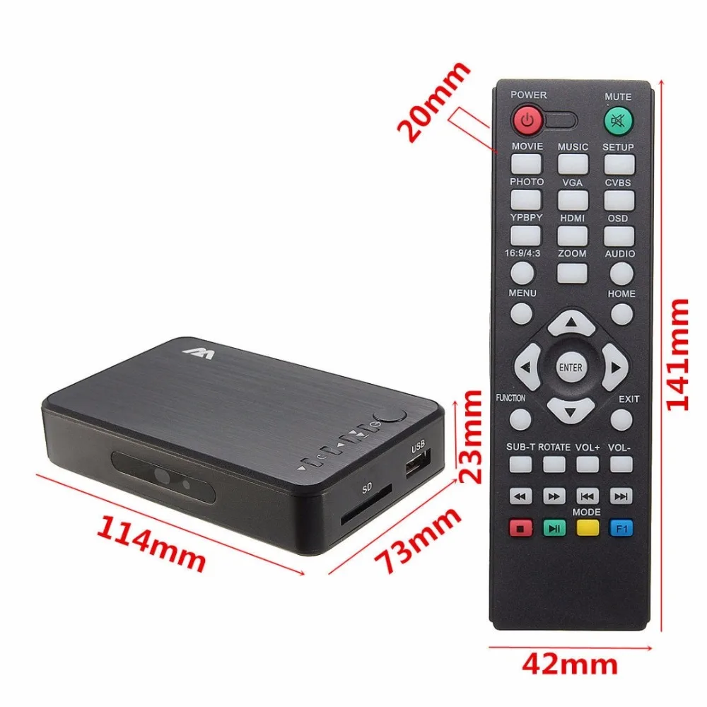Мультимедийный плеер Mini 1080P с европейской вилкой HD 5 В/2 А высококачественный HDMI