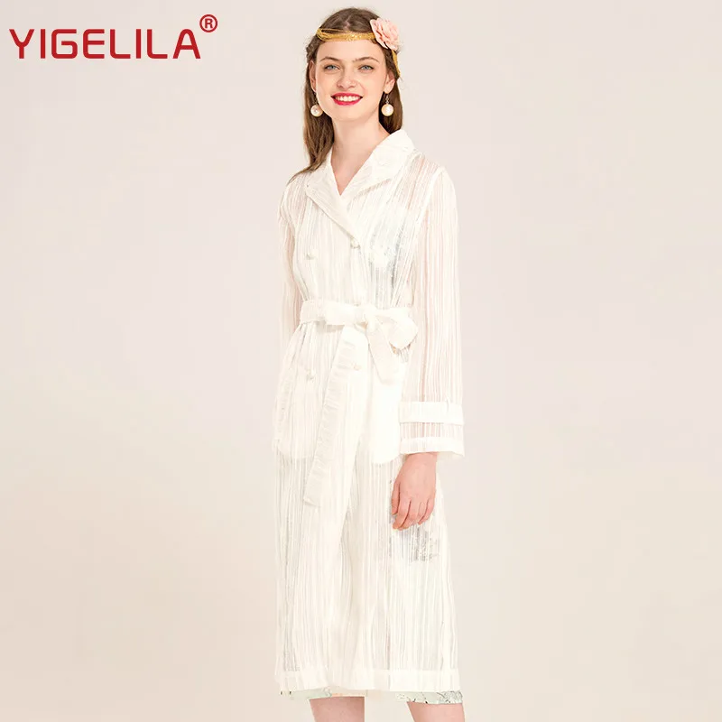 YIGELILA 9253 новейший Новый женский модный отложной воротник белый полосатый тонкий
