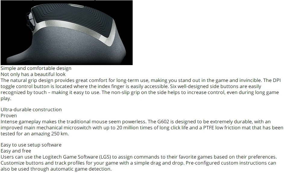 Оригинальная игровая мышь logitech G602, 2,4g, беспроводная мышь Mause Raton, ноутбук, ПК, Souris, геймерские мыши, лазерная, 2500 точек/дюйм, эргономичная компьютерная мышь