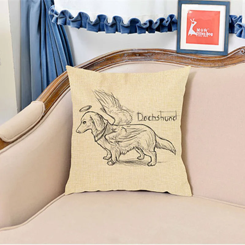 12 стильных подушек таксы с принтом собаки льняные подушки для дивана кресла