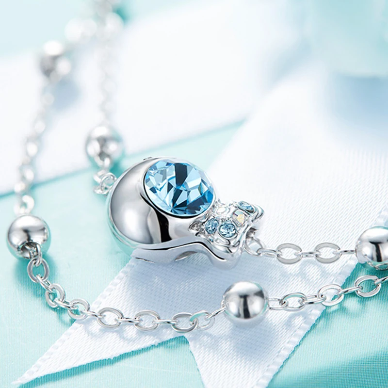 Простой кулон из стерлингового серебра 925 пробы с кристаллами цепочка на