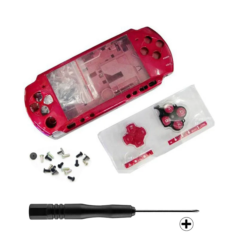 КРАСНЫЙ Полный Жилищно Чехол Кнопки Клавиатуры Набор для PSP3000 Замена |