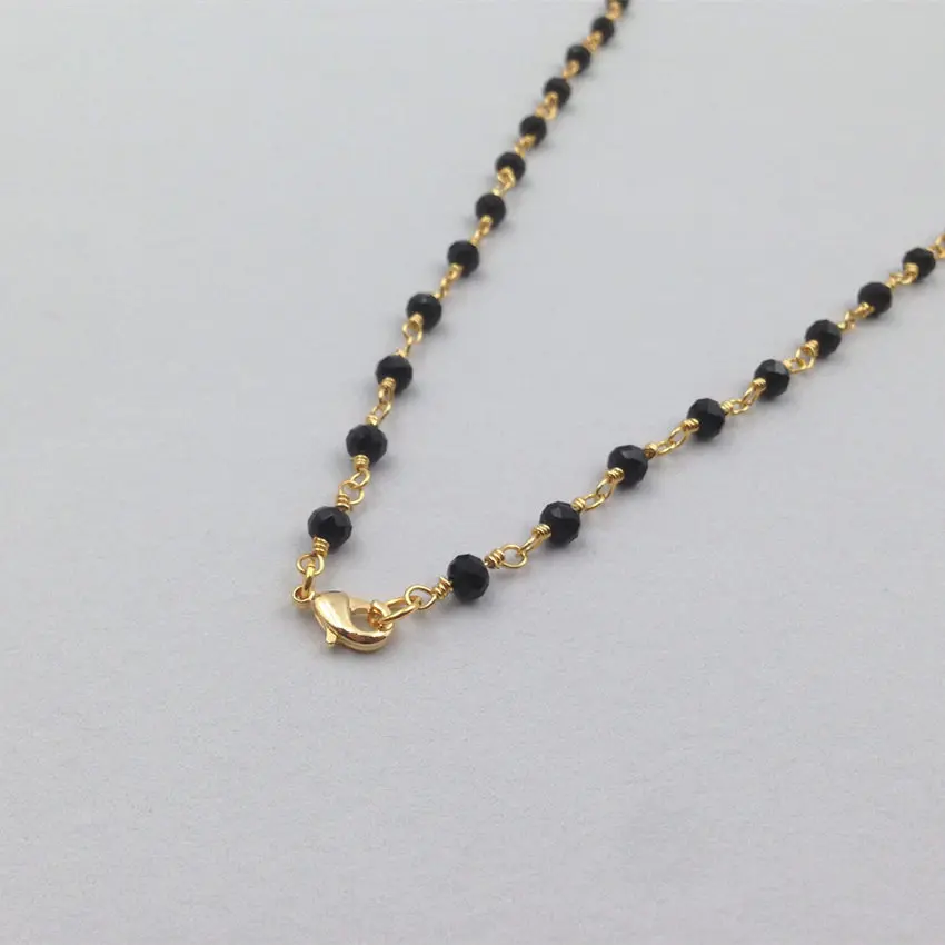 WKT N054 оптовая продажа модные украшения 10 шт. черные шарики ручная обмотка цепь