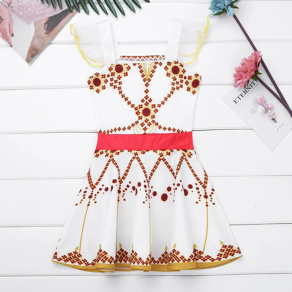 Детское балетное платье пачка ChicTry с оборками на рукавах и квадратным вырезом