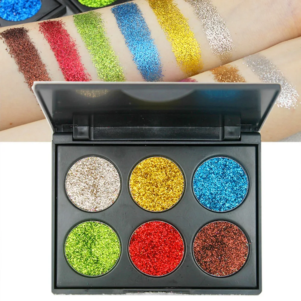 6 цветов Зачарованный Diamond Золотой Цвет порошок блеск палитры теней блестящими