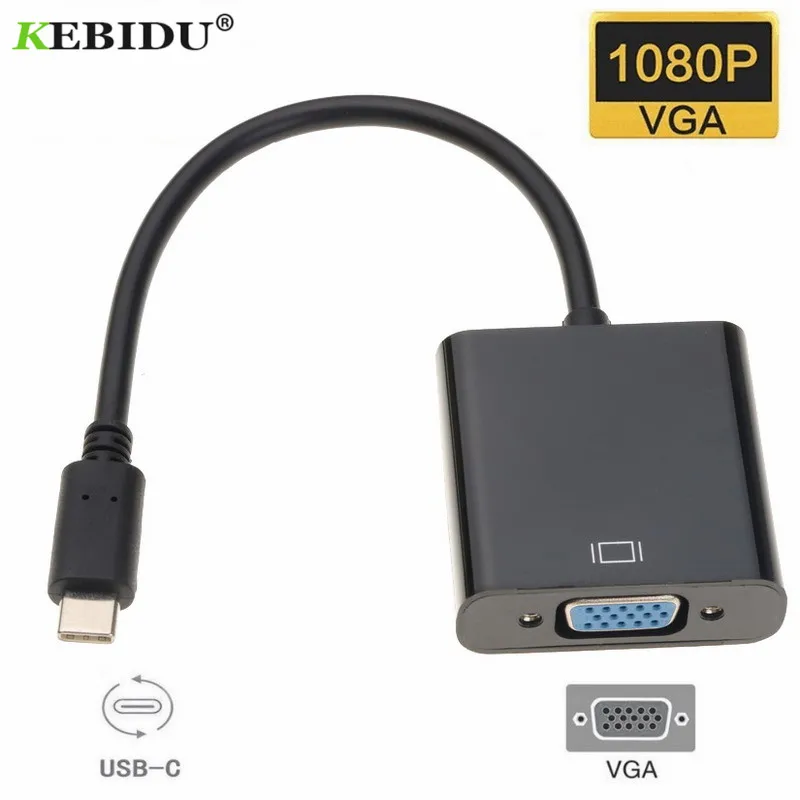 Kebidu USB 3 1 Type C к VGA адаптер Type-c папа женскому конвертер для Macbook 12 дюймов Chromebook Pixel Lumia