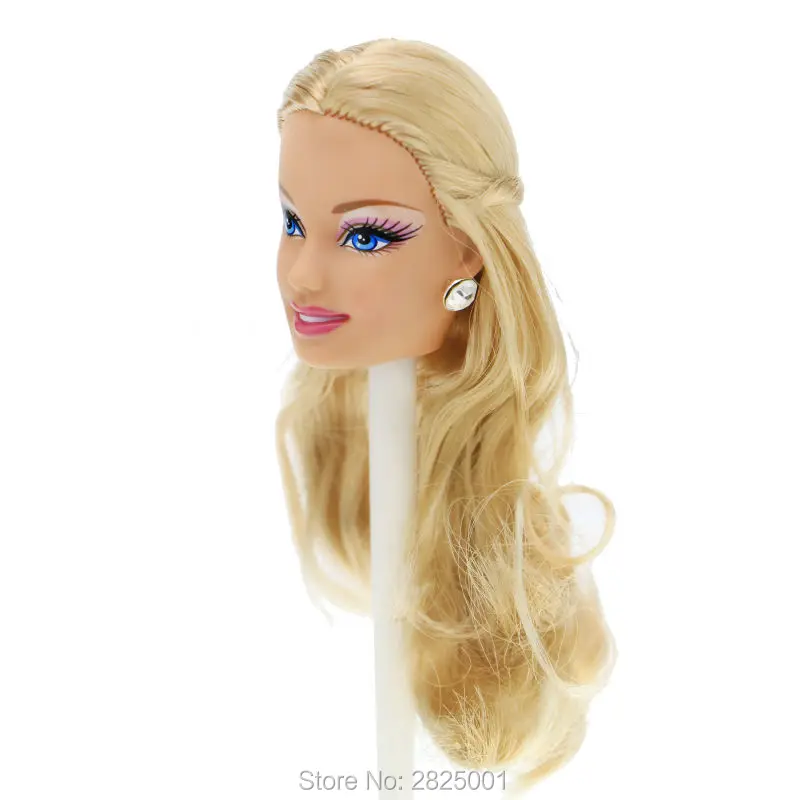 Высокое качество 1х Золотая оплетка голова куклы с модными серьгами голая 12