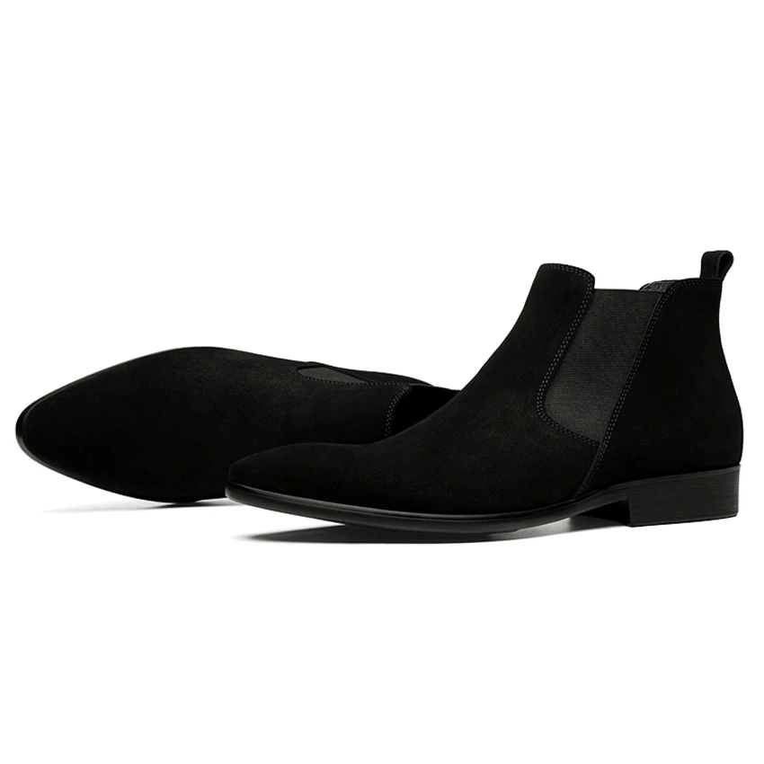 Классические Замшевые мужские свадебные ботильоны челси из коровьей кожи с