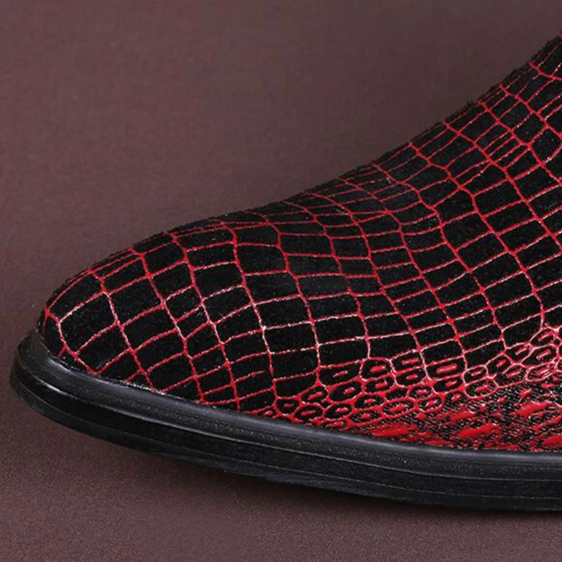 2017 hot! New Men Fashion Handmade Shoes British Style Slip On Genuine Leather Pointed Toe Red Color Wedding Party | Обувь