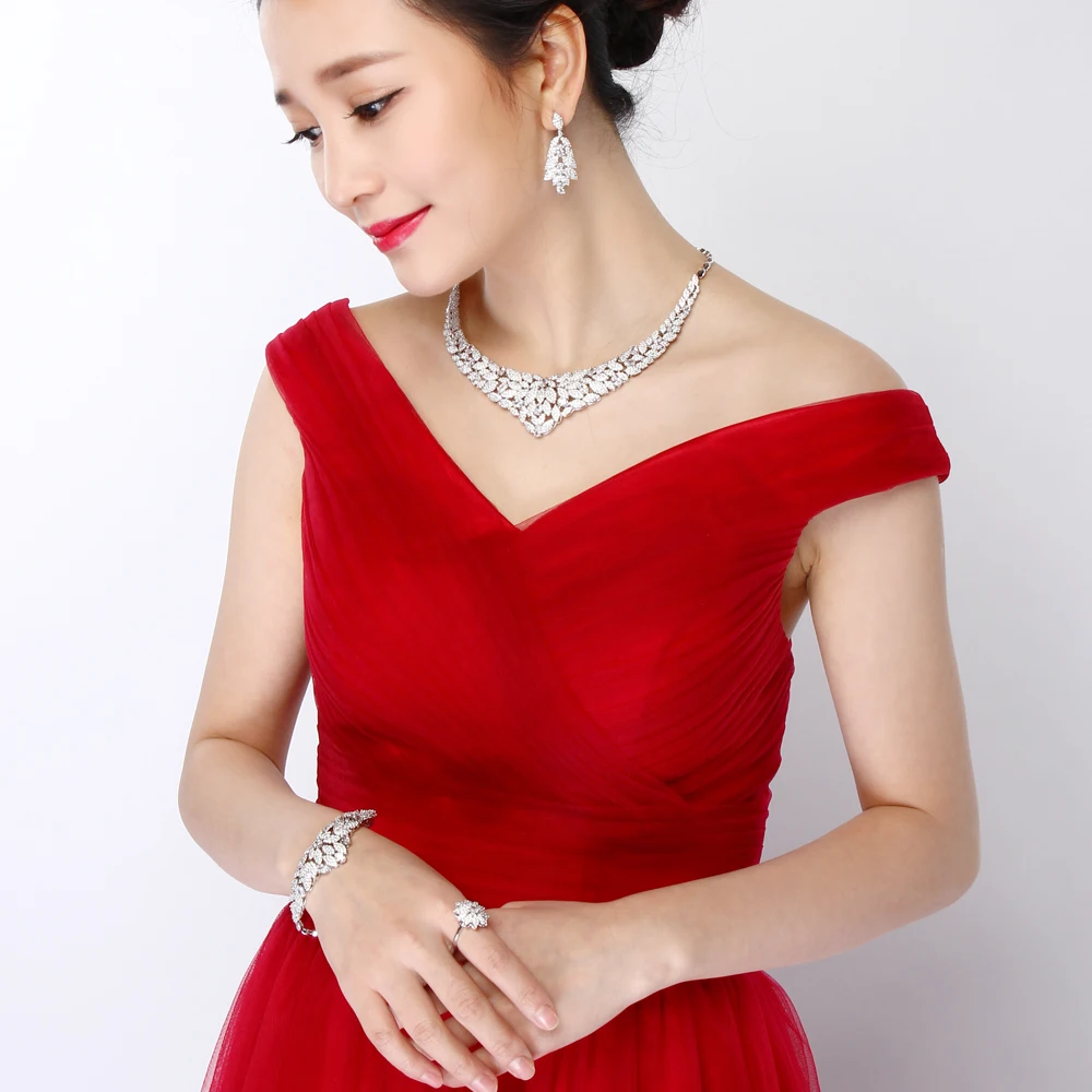 Набор из 4 больших ювелирных украшений высокого класса люкс ожерелье + серьги