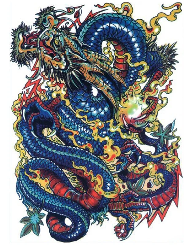 Водонепроницаемая Временная тату наклейка с большой рукой 22*15 см золотой дракон s