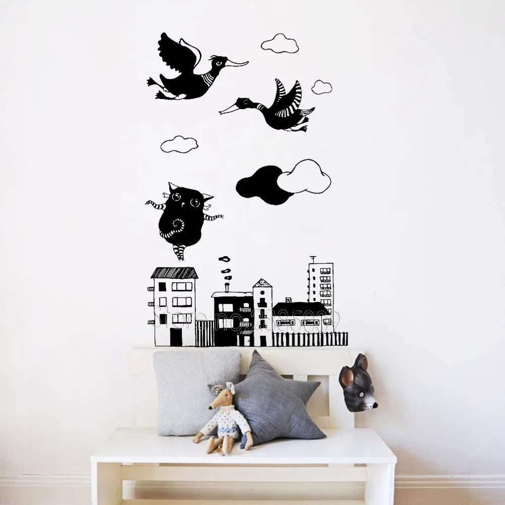 Искусство панно настенные наклейки с птицами и танец на крыше виниловые в виде