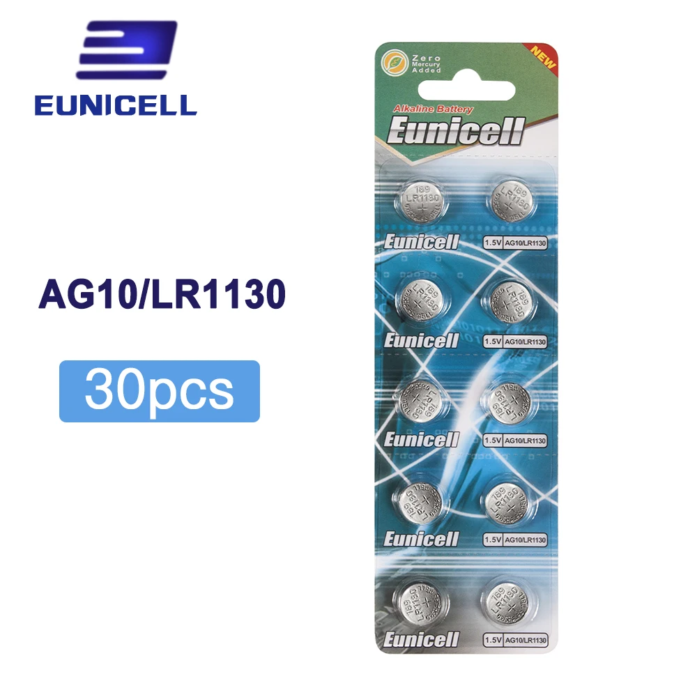 30 шт. AG10 G10A SR1130 LR1130 390A D189 LR54 щелочные батареи кнопки для монет большая акция|button
