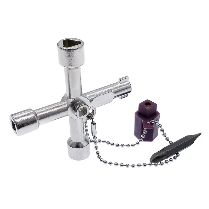 

Universal Cross Multi function Key electrical cabinet key Triangle Wrench 5 in 1 Train Electrical Elevator Cabinet Valve Alloy