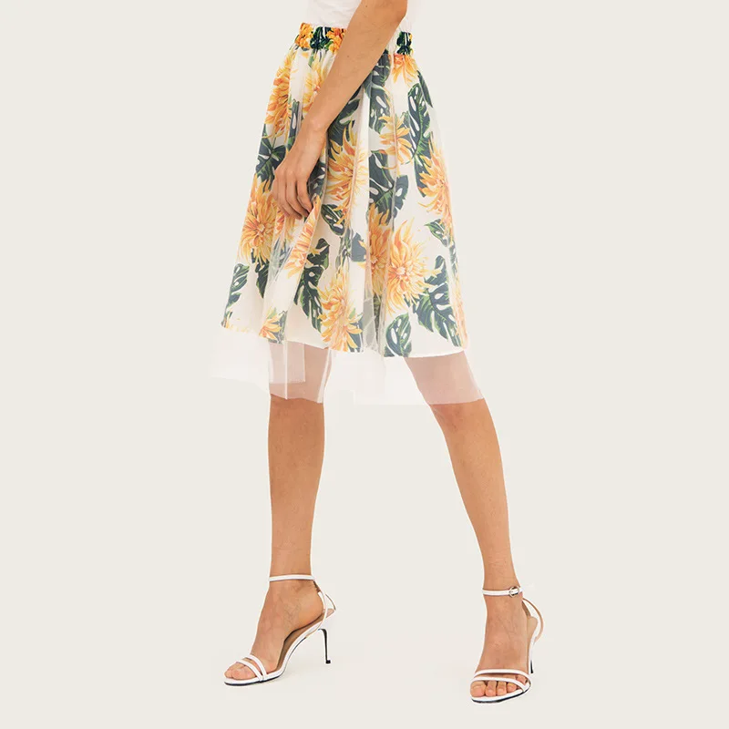 Сетчатая Женская плиссированная юбка 2019 лето осень двухслойная с высокой талией