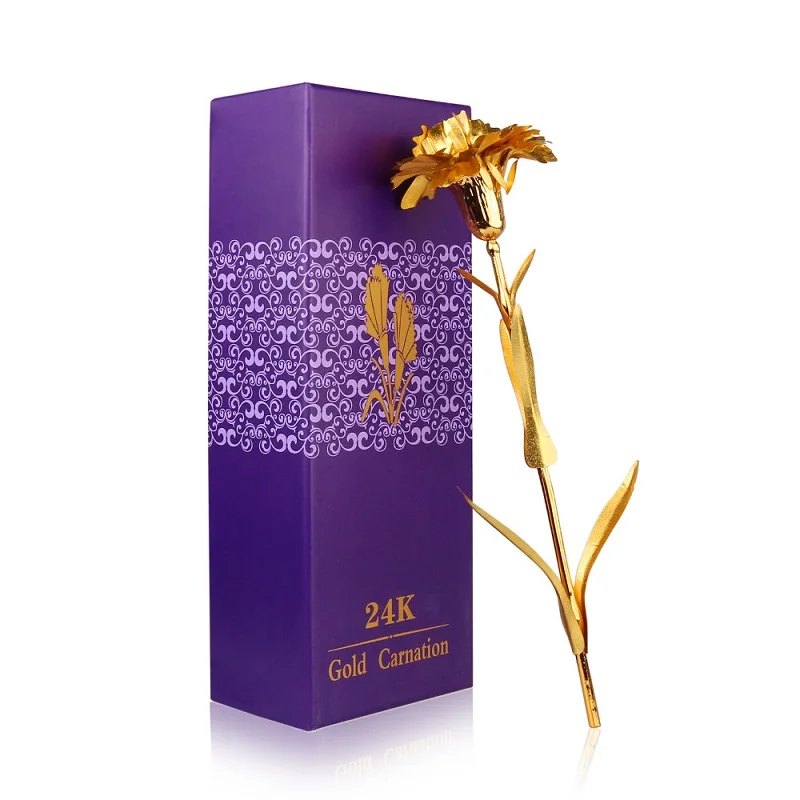 10 шт. подарок на день матери с цветком Гвоздика 24 К для женщин ручной работы
