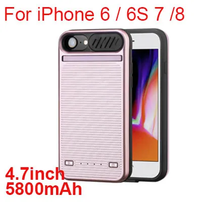 4.7 5800mAh Pink 5800 Аккумулятор для телефона, мАч Зарядное устройство для iPhone 6 7 8 8200 мАч зарядка аккумулятора чехол для iPhone 6 Plus 7 Plus 8 Plus с подставкой для динамика - Цвет: 4.7 5800mAh Pink