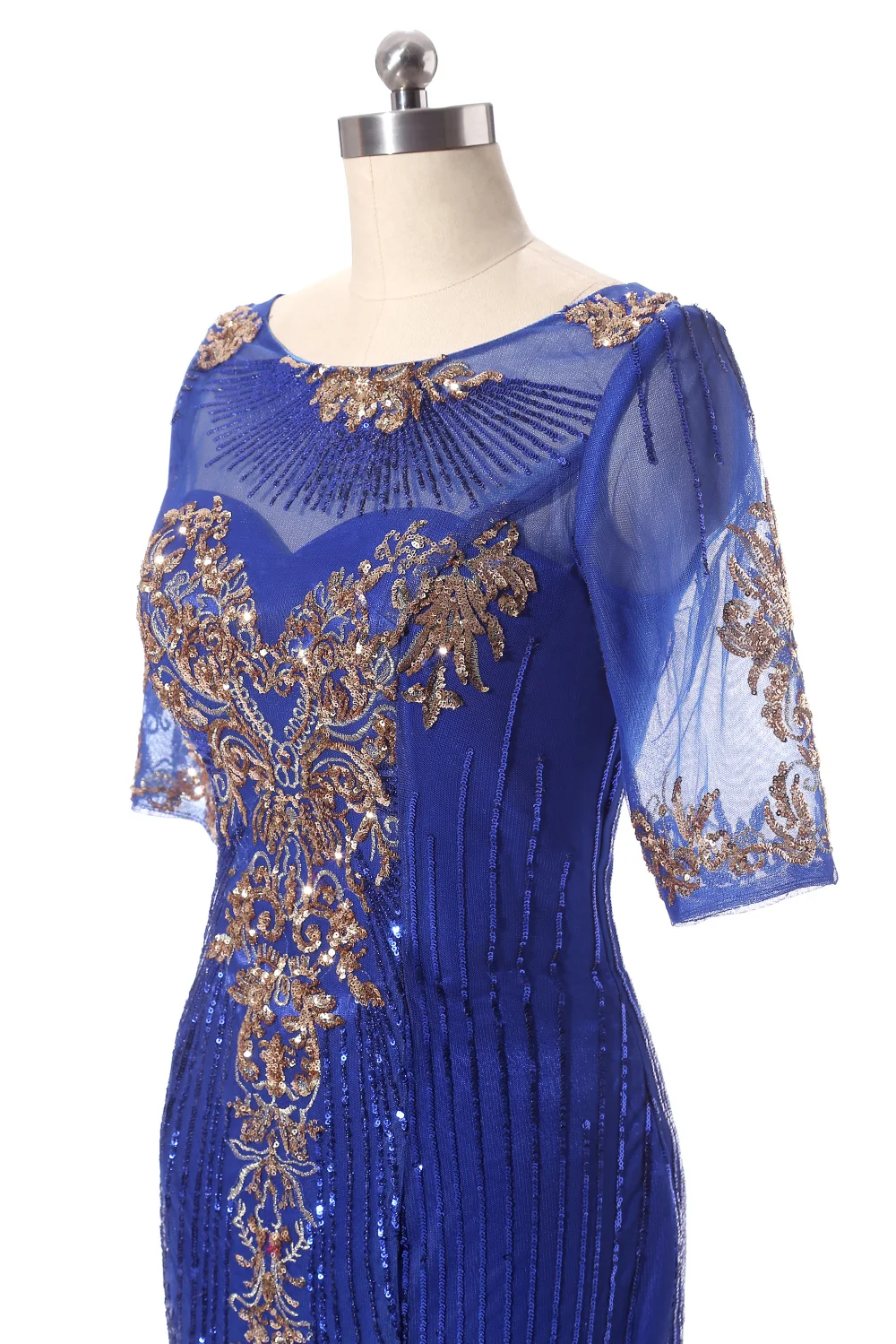 Элегантный в наличии Лидер продаж синий 2017 Платья вечерние блесток Кружева Тюль