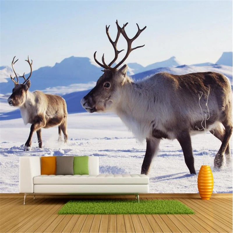 

Beibehang background wall 3d wallpaper photo 3D living room bedroom snow scene animal home decoration wallpaper for walls 3 d