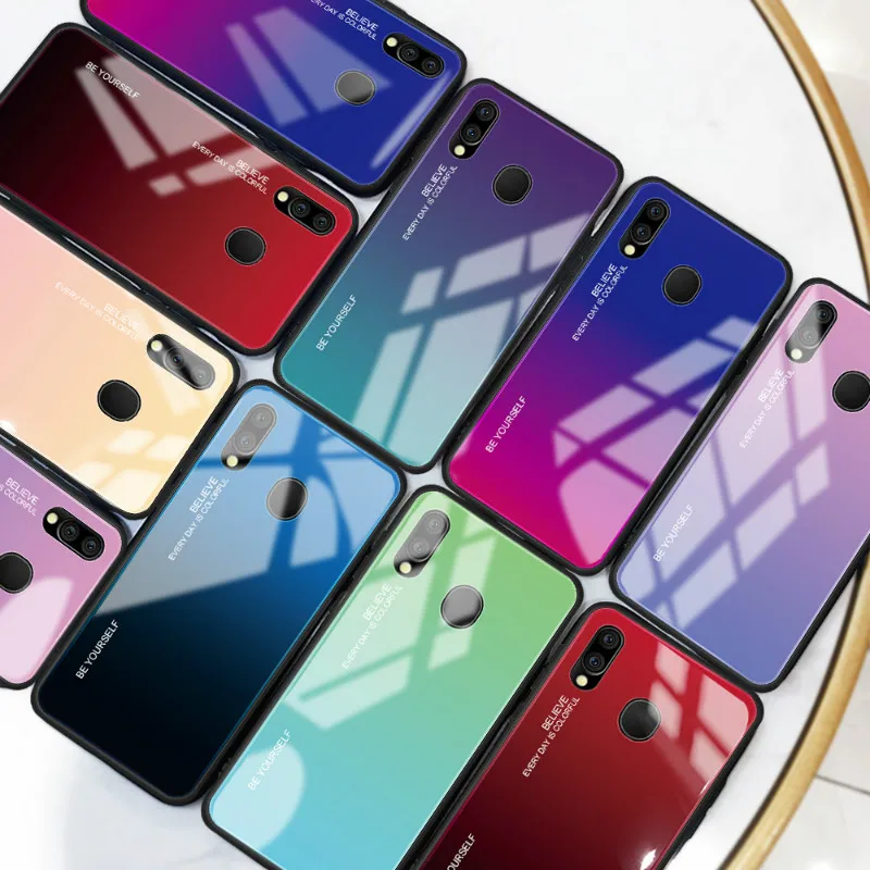For OPPO Realme 3 Pro K3 X Lite Phone Case Gradient Tempered Glass Hard TPU Silicone Frame Back Cover |