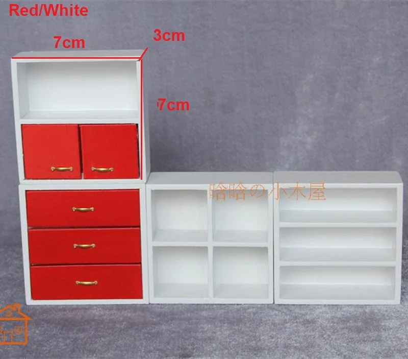 Комбинированный шкаф витрина деревянный миниатюрный кукольный домик 1/12 весы