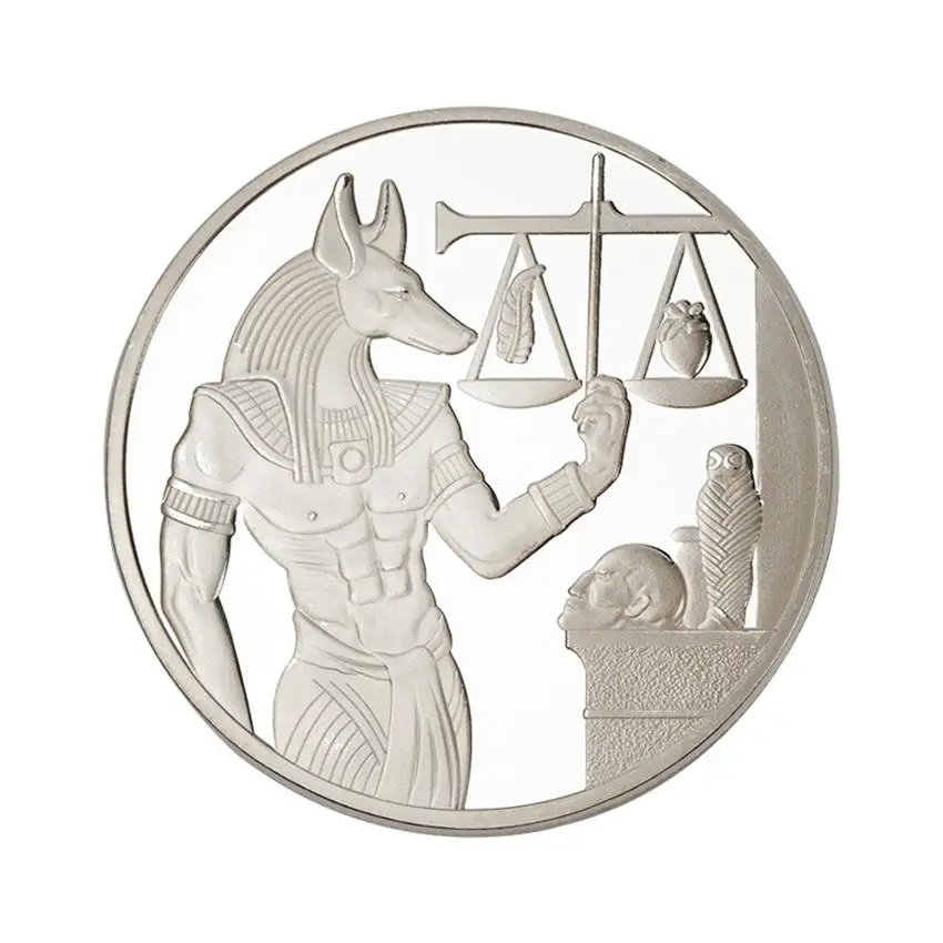 Египетский защитник смерти Anubis золото/Посеребренная монета копия монеты Египетский бог смерти набор памятных монет подарок - Цвет: Серебристый