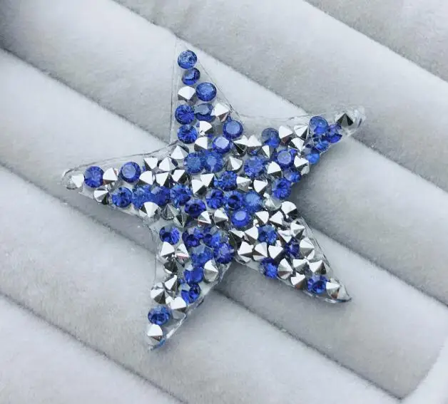 blue silver Стразы наклейки-звездочки стразы аппликация 4,5 см, 5 шт./лот, звезда, стразы украшения, джинсы "сделай сам" нашивки на одежду - Цвет: blue silver
