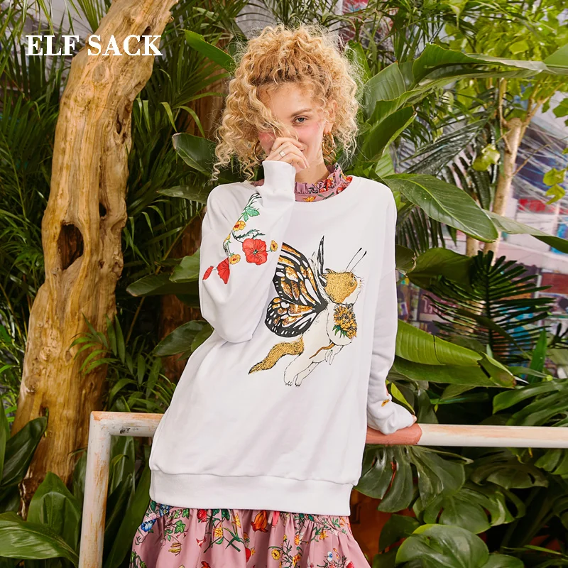 ELFSACK/Новые весенние свитшоты большого размера Женские Повседневные вязаные