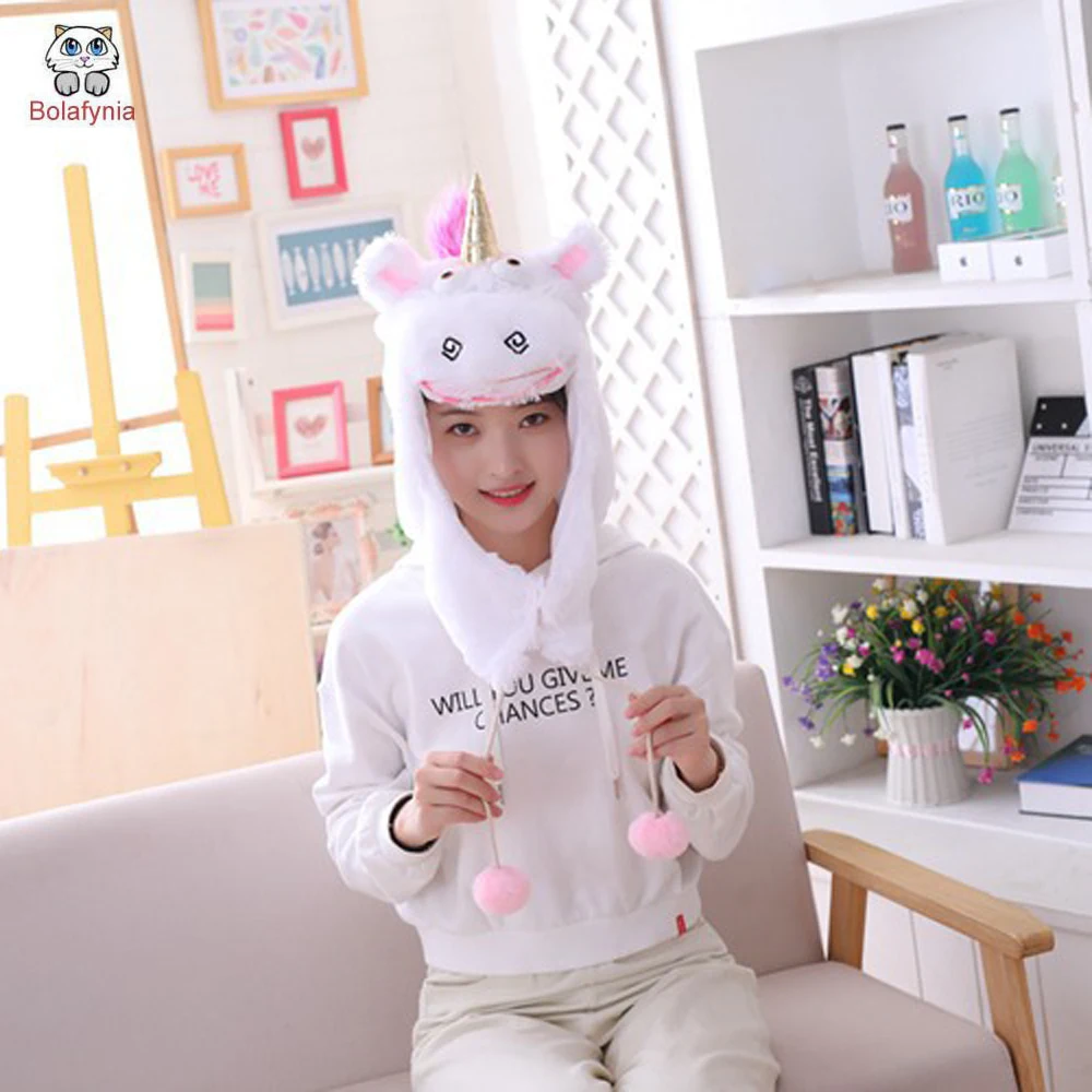 

White All Inclusive Unicorn Hoodie Hat Plush Toy Stuffed Toy Cap