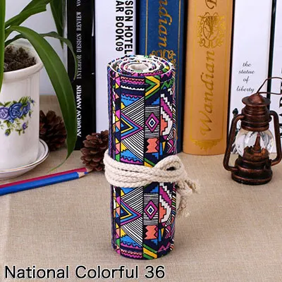 national colorful 36 36/48/72 рулон школьный Карандаш Чехол Kawaii пенал из ткани уголовного для девочек и мальчиков милый большой Карандаш Чехол штрафы коробка канцелярских принадлежностей - Цвет: national colorful 36