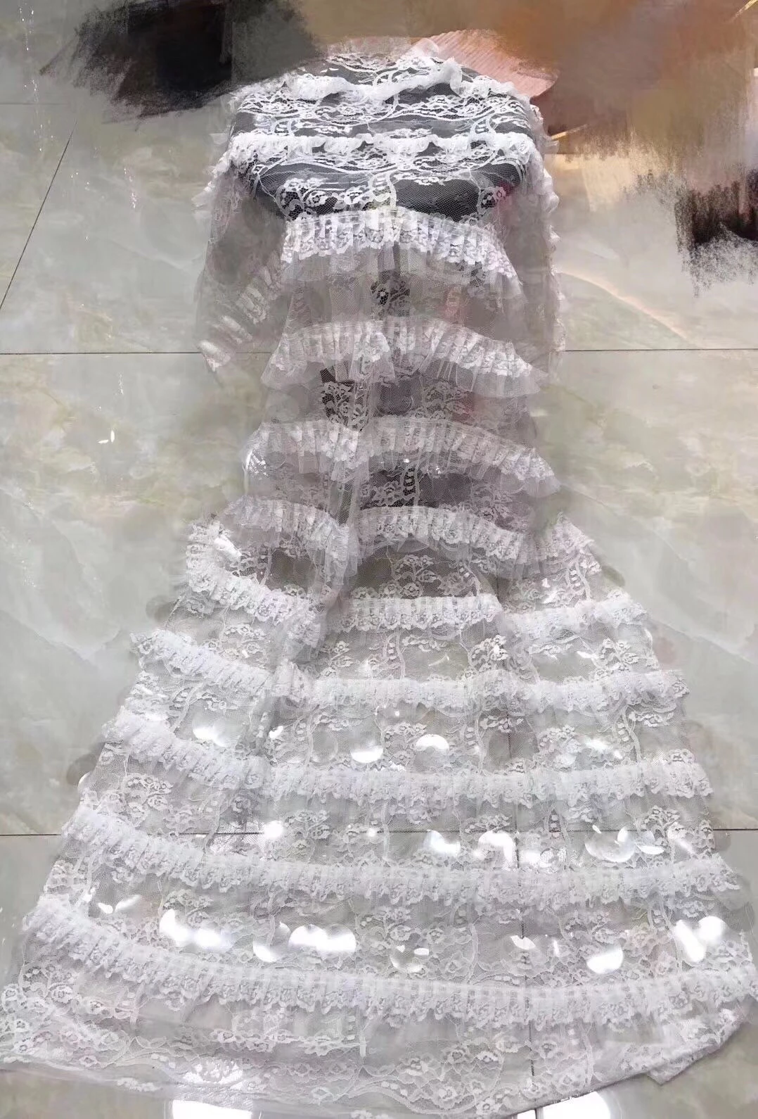 Hot Pink African Fine Lace Fabric High Quality French Sequined Tulle Dubai Royal Costume | Дом и сад