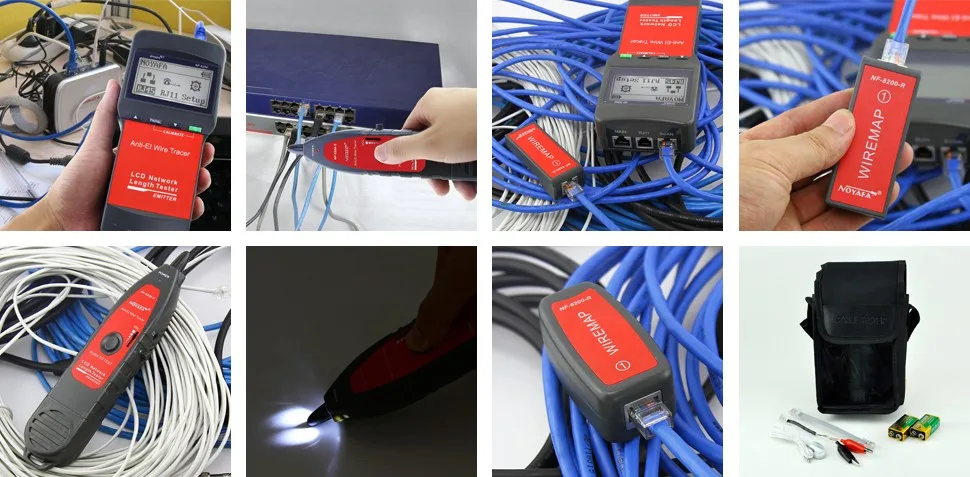 NF_8200 ЖК-тестер LAN Сетевой телефонный Кабельный тестер RJ45 Кабельный тестер Ethernet кабельный трекер NOYAFA NF-8200