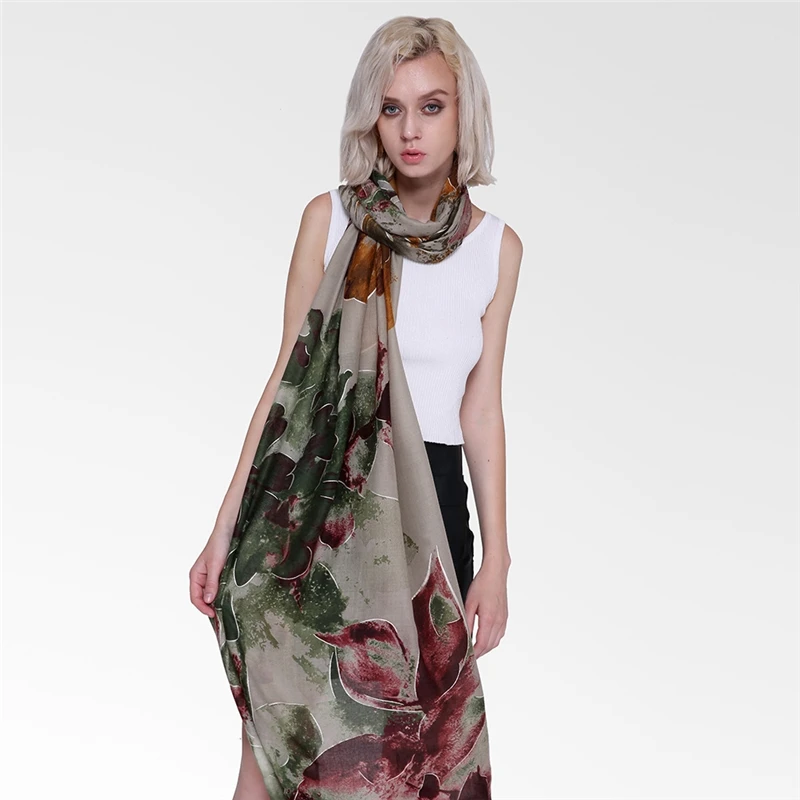 

NEW silver Flower lace print scarf long pashmina style pashmina women scarves shawls brand wrap soft muffler 7color