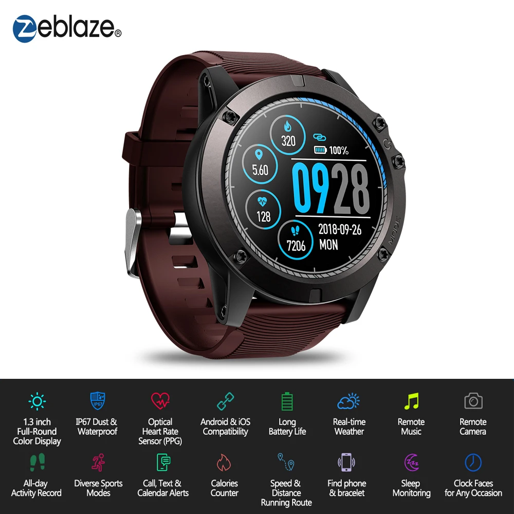 Zeblaze VIBE 3 PRO цветной сенсорный дисплей спортивные Смарт-часы PPG пульсометр