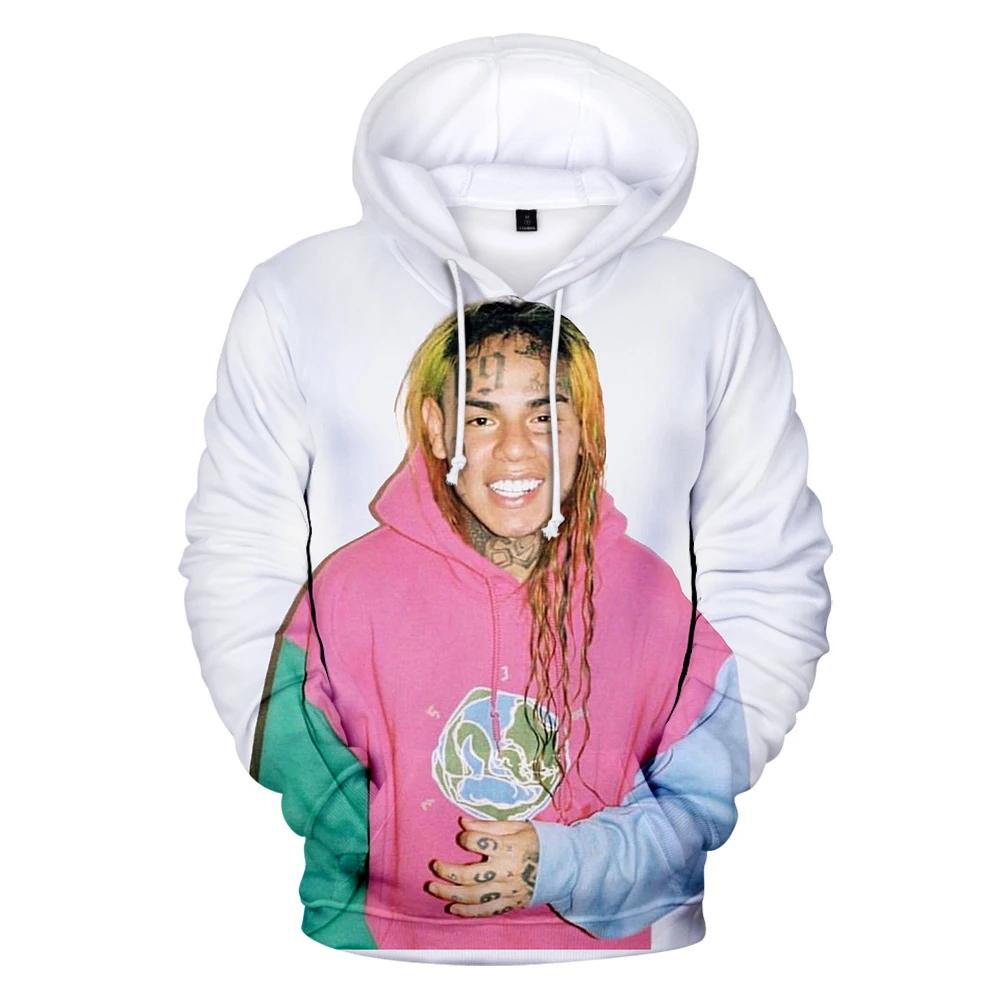 Худи Rapper 6IX9INE 3D для мужчин и женщин свитшот Повседневный Белый пуловер мальчиков