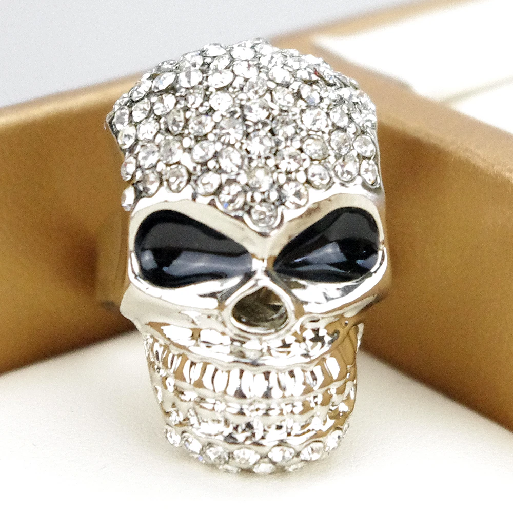 AMUMIU кольцо с хрустальным черепом для мужчин Крутое в стиле панк женщин и