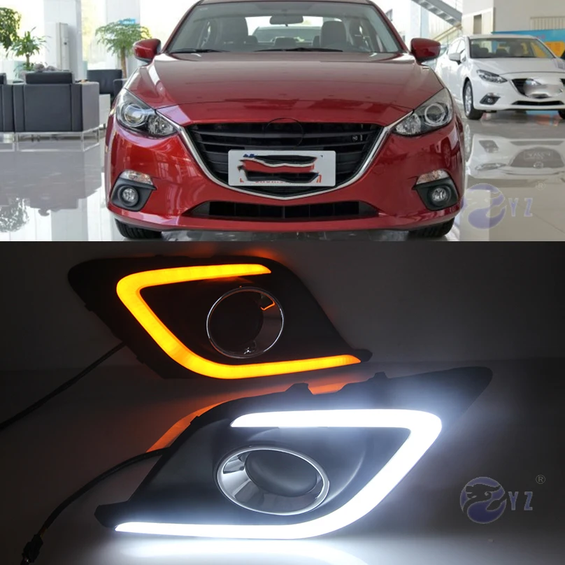Car Flashing 2Pcs DRL For Mazda 3 Mazda3 Axela 2014 2015 2016 LED Daytime Running Lights Daylight Fog light cover | Автомобили и