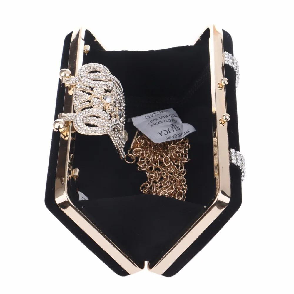 Женский бархатный Свадебный Кошелек стразы сумка на плечо с цепочкой со стразами