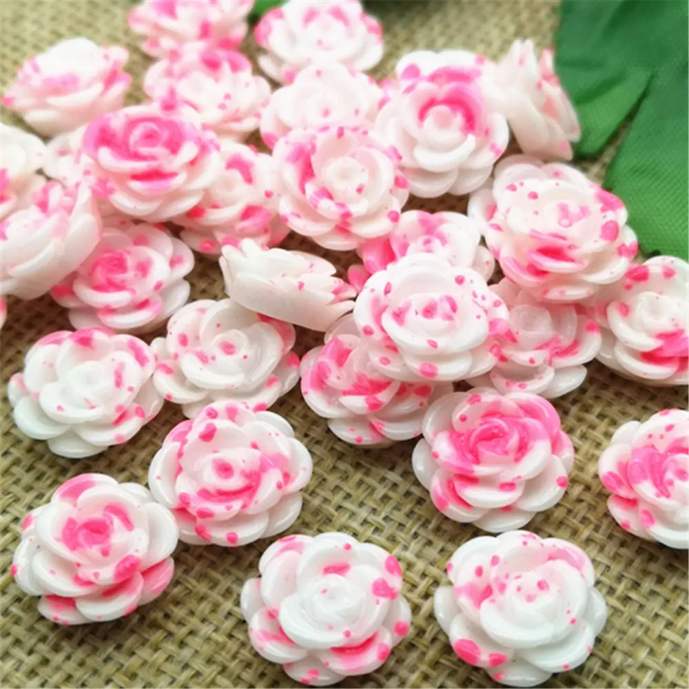 30 шт 14 мм плоские пластмассовые цветы Скрап 3D пластиковые розы DIY красивое украшение