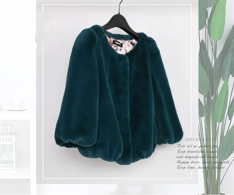 7XL пальто с искусственным мехом женская короткая модель новая осенне-зимняя куртка с круглым воротником из тонкого кроличьего меха LZ652