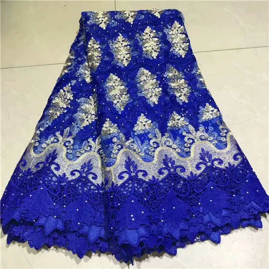 

New royal blue style French net lace fabric 3D flower African tulle mesh lace fabric high quality nigerian lace fabrics