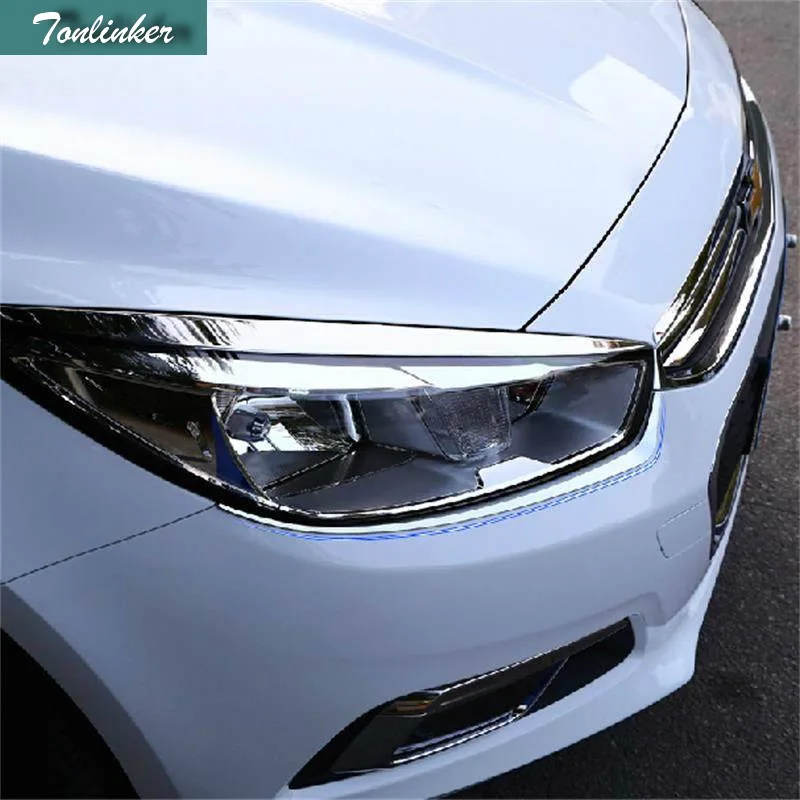 Tonlinker 2 PCS DIY NEW ABS Chrome The Big Lamp Eyeliner Eyebrow Trim Case Stickers for Chevrolet Cruze 2015 Parts Accessories | Автомобили