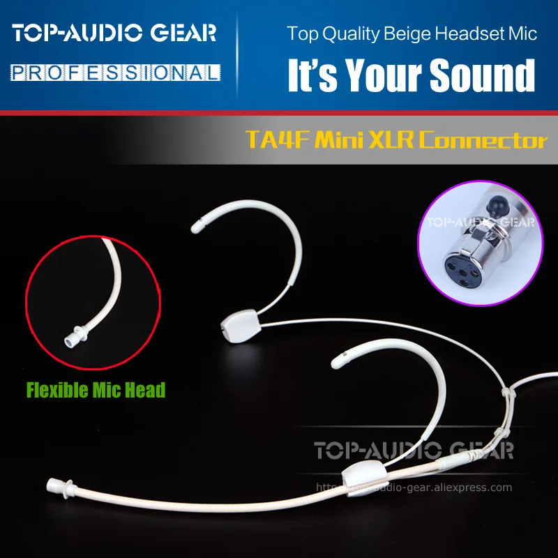 Flesh Beige Head-mounted Headworn Headset Earhook Microphone For SHURE Wireless System GLXD T 1 UT SC BLX PG SLX UR Bodypack | Электроника