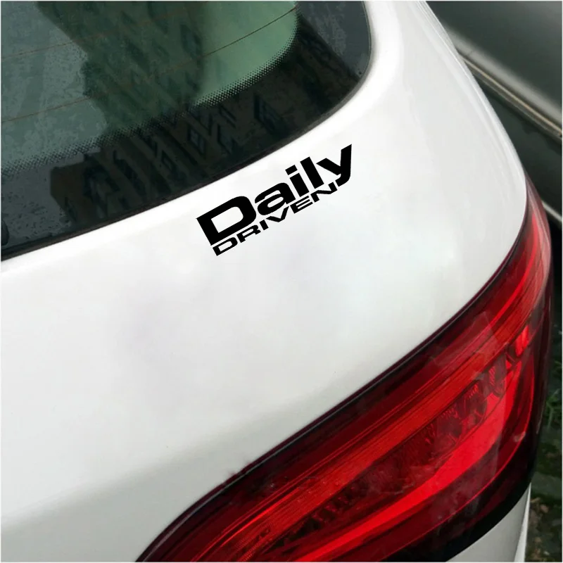 

QYPF 15.8CM*4CM Interesting English Words Daily Driven Vinyl Car Sticker Decal Black Silver Graphical C15-2089