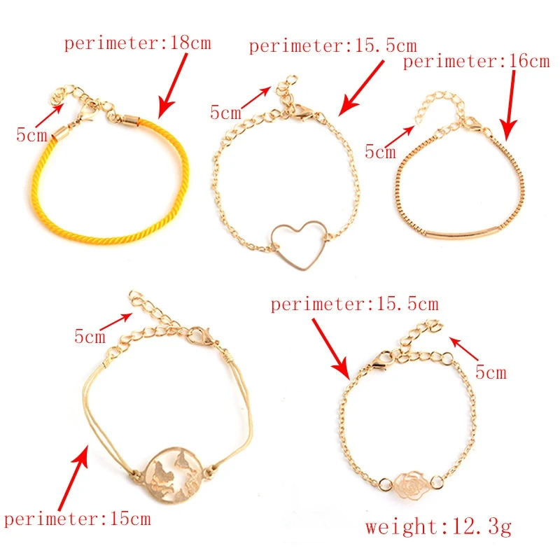 Женский браслет-шарма Minmin 5 шт./компл. в богемном стиле форме розового сердца