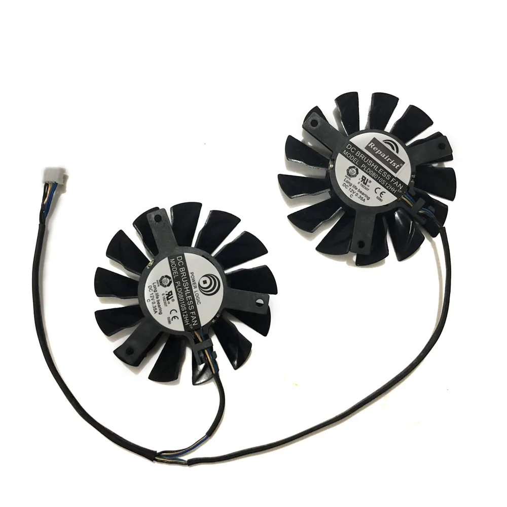 

PLD08010S12HH 75mm DC 12V 0.35A 4Pin Dual Graphics Video Card Cooling Fan Replacement For Twin Frozr III MSI R6870 R6950
